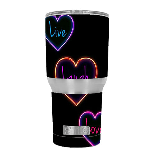  Neon Hearts, Live,Love,Life RTIC 30oz Tumbler Skin