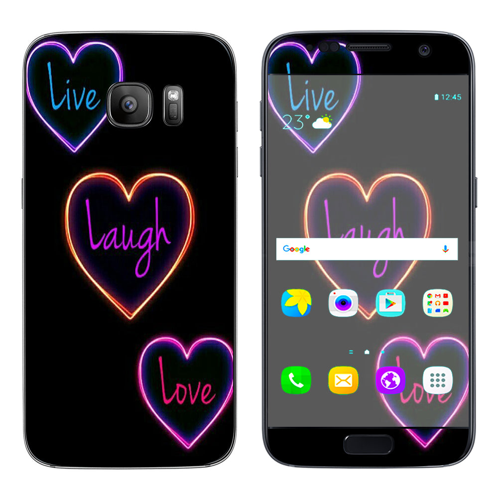  Neon Hearts, Live,Love,Life Samsung Galaxy S7 Skin