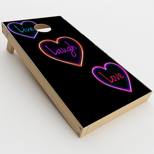  Neon Hearts, Live,Love,Life Cornhole Game Boards  Skin