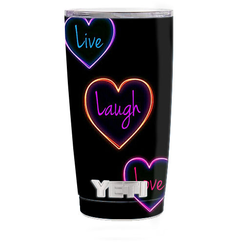  Neon Hearts, Live,Love,Life Yeti 20oz Rambler Tumbler Skin