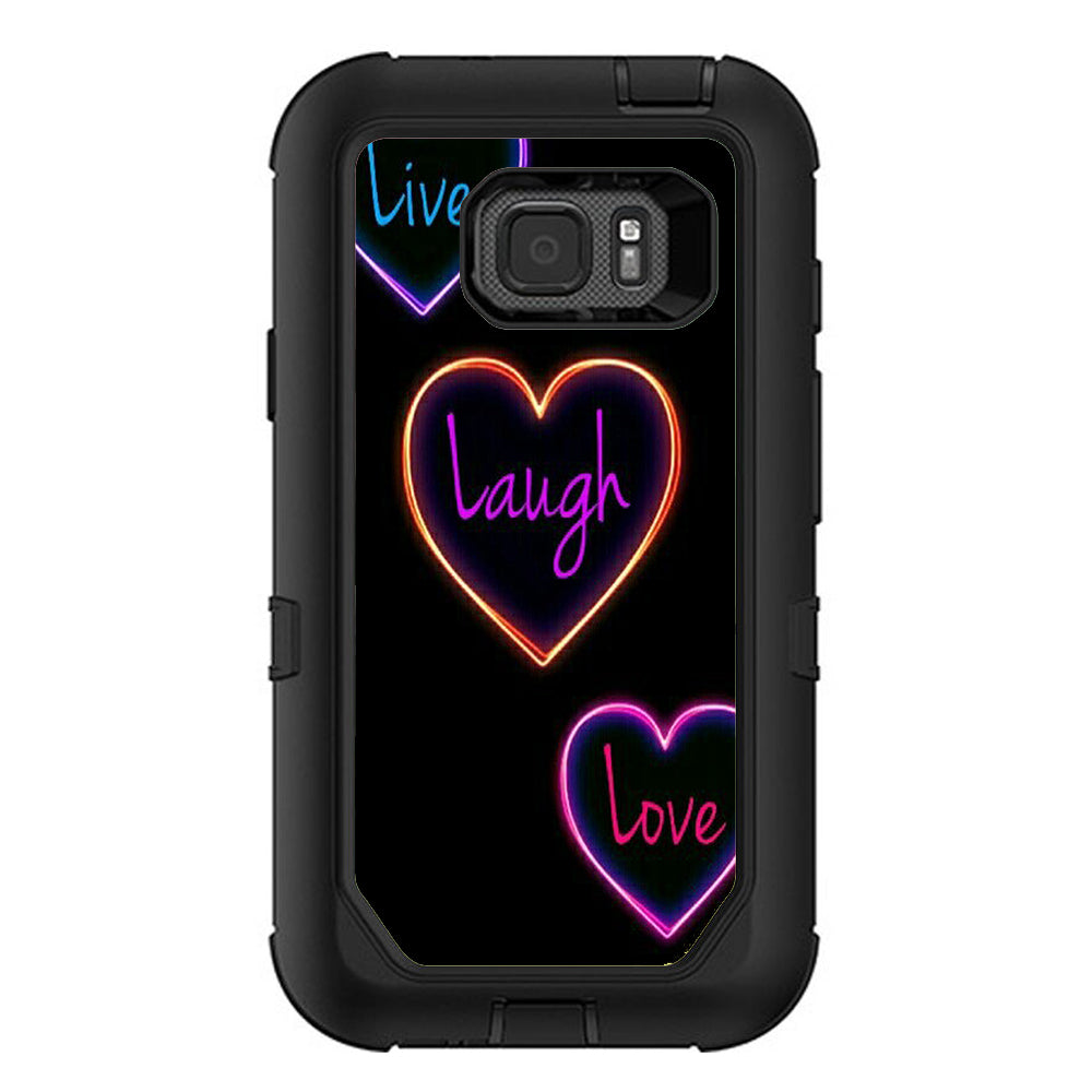  Neon Hearts, Live,Love,Life Otterbox Defender Samsung Galaxy S7 Active Skin