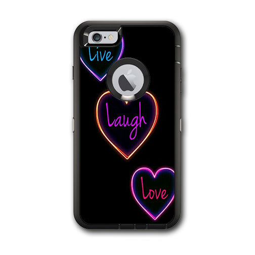  Neon Hearts, Live,Love,Life Otterbox Defender iPhone 6 PLUS Skin