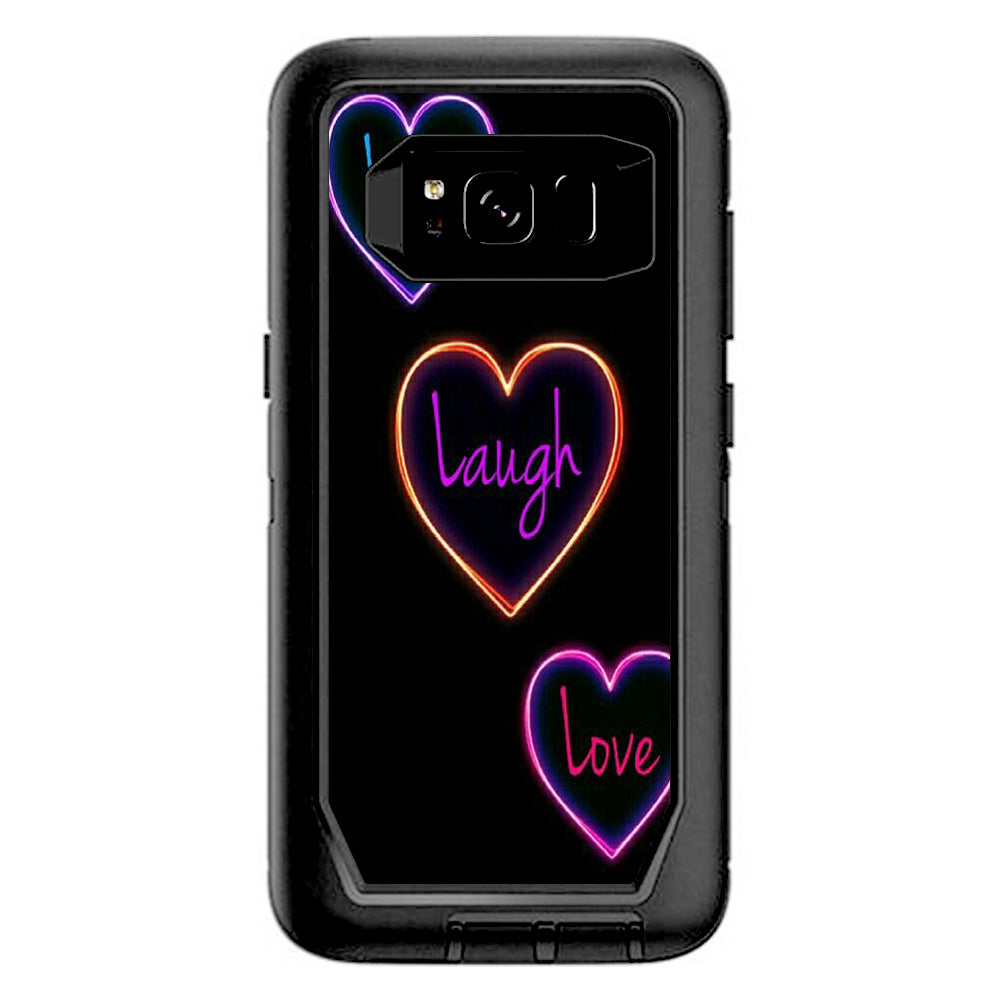  Neon Hearts, Live,Love,Life Otterbox Defender Samsung Galaxy S8 Skin