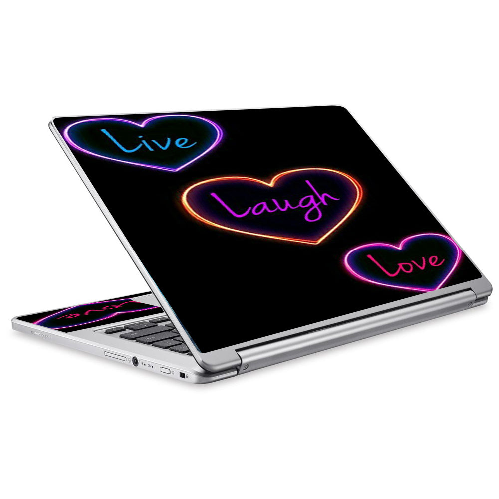  Neon Hearts, Live,Love,Life Acer Chromebook R13 Skin
