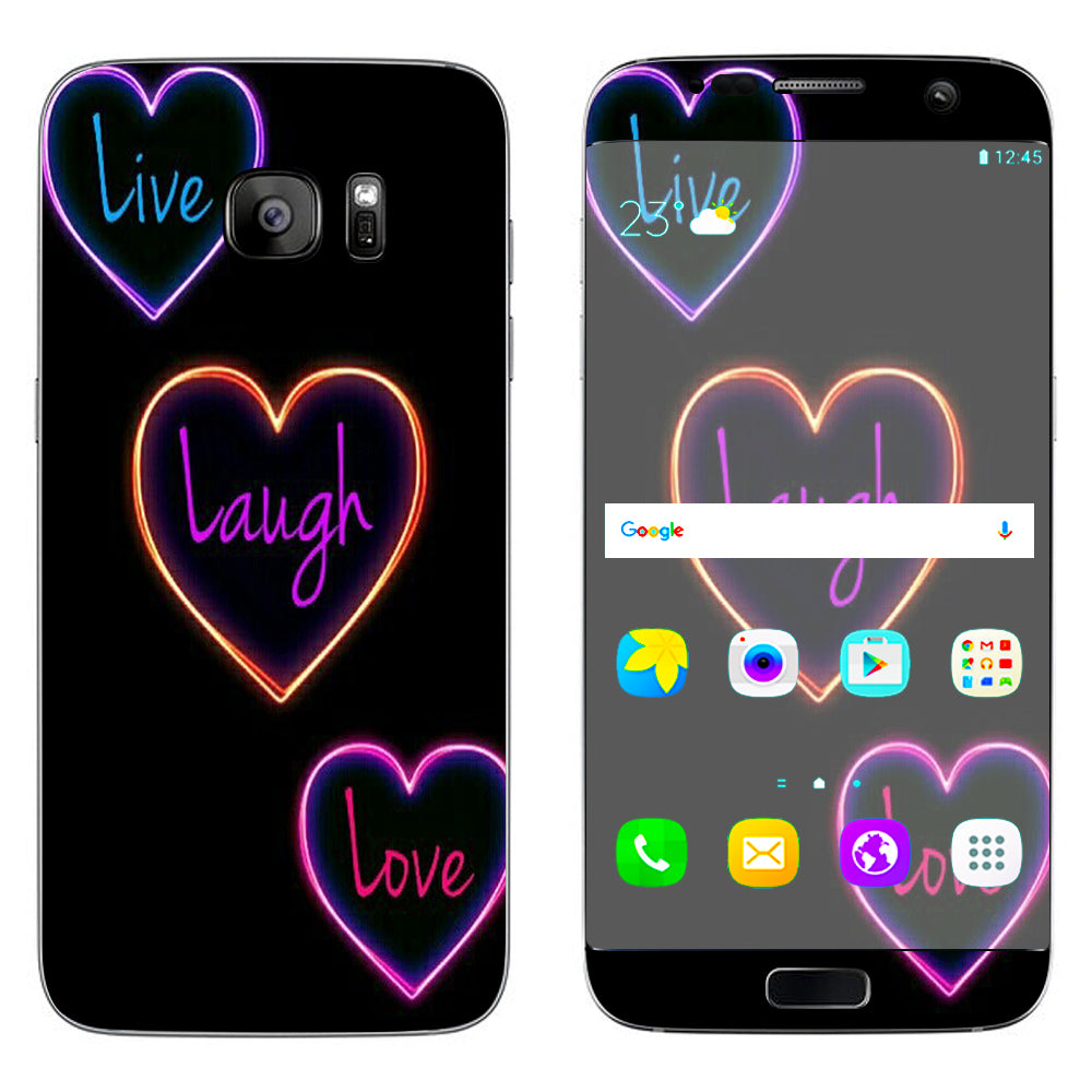  Neon Hearts, Live,Love,Life Samsung Galaxy S7 Edge Skin