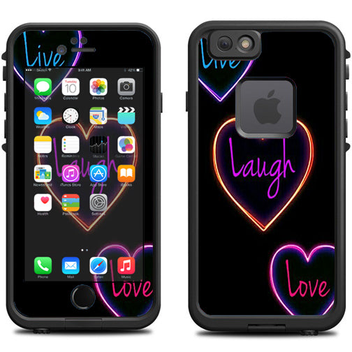  Neon Hearts, Live,Love,Life Lifeproof Fre iPhone 6 Skin