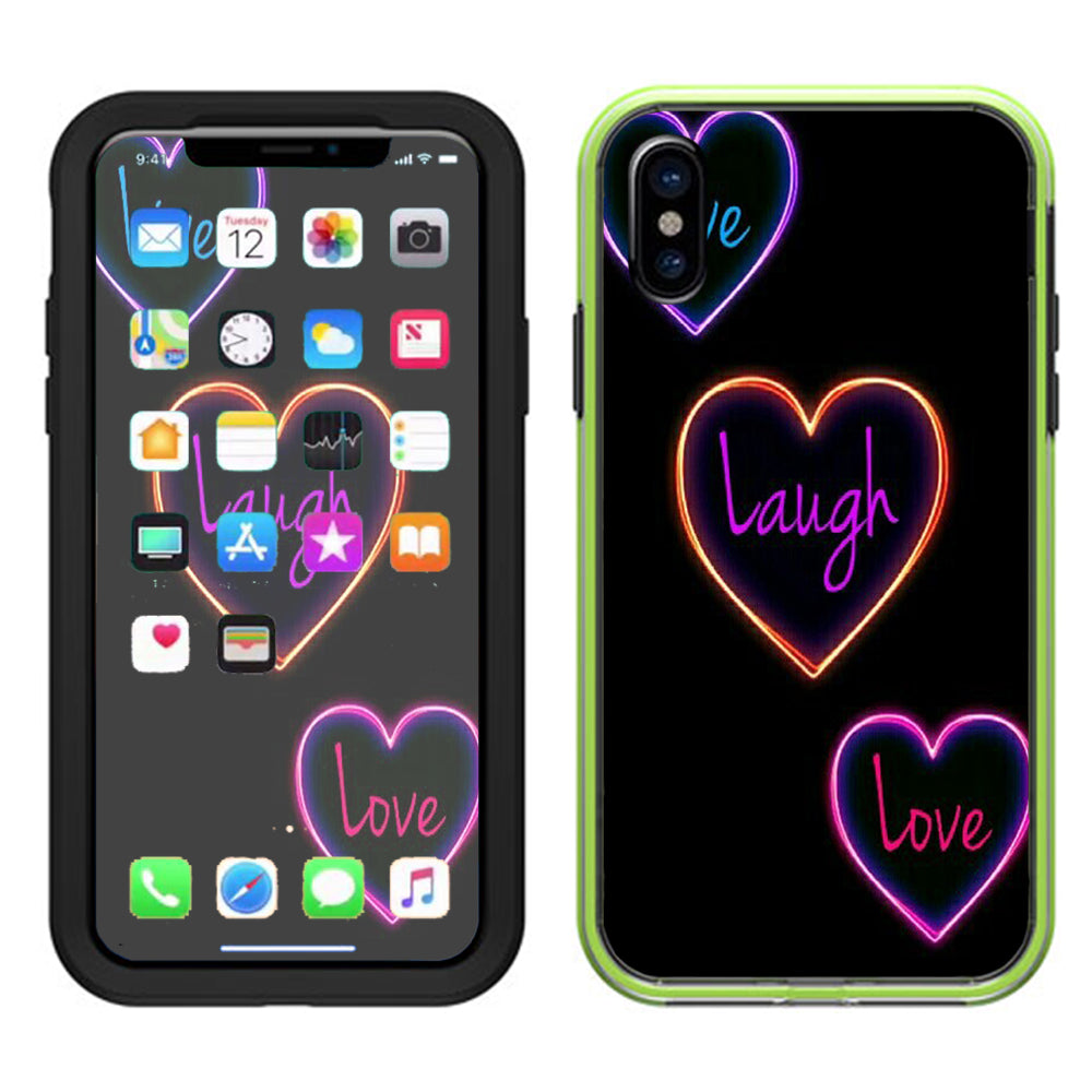  Neon Hearts, Live,Love,Life Lifeproof Slam Case iPhone X Skin