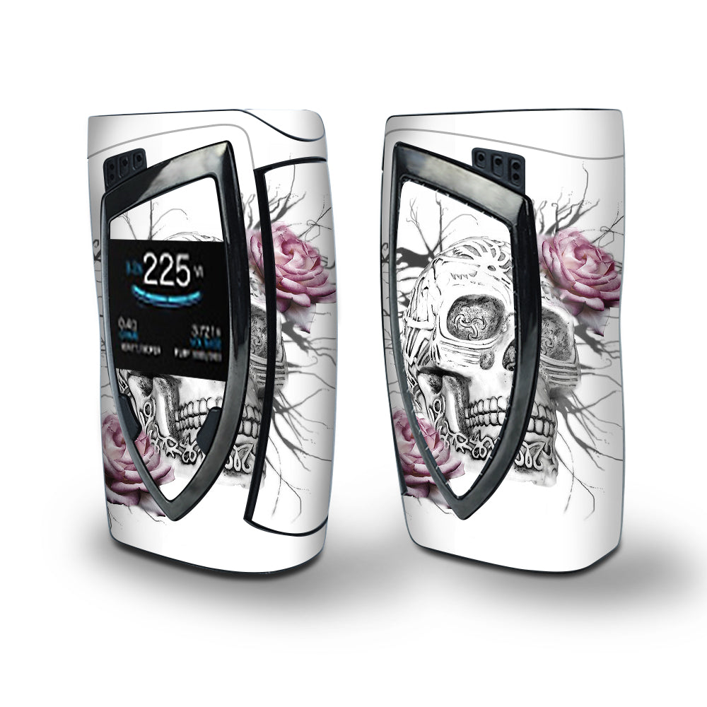 Skin Decal Vinyl Wrap for Smok Devilkin Kit 225w Vape (includes TFV12 Prince Tank Skins) skins cover/ Roses in Skull