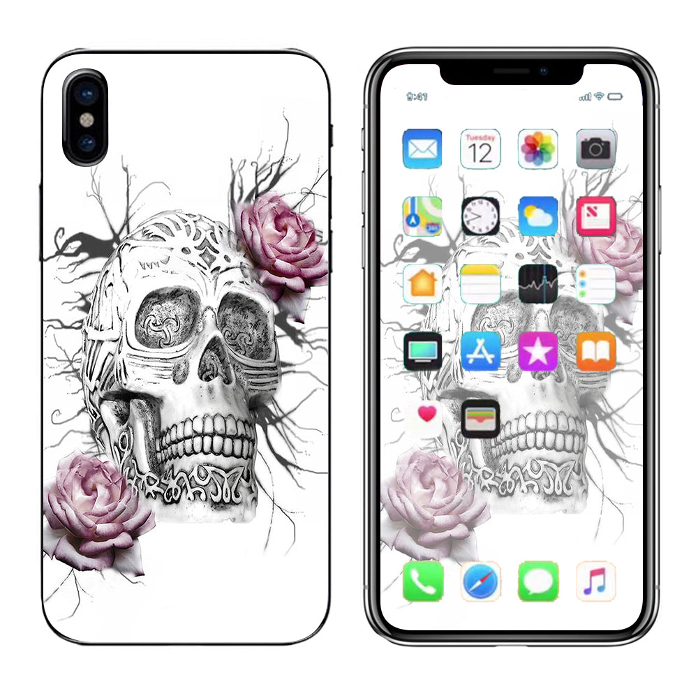  Roses In Skull Apple iPhone X Skin