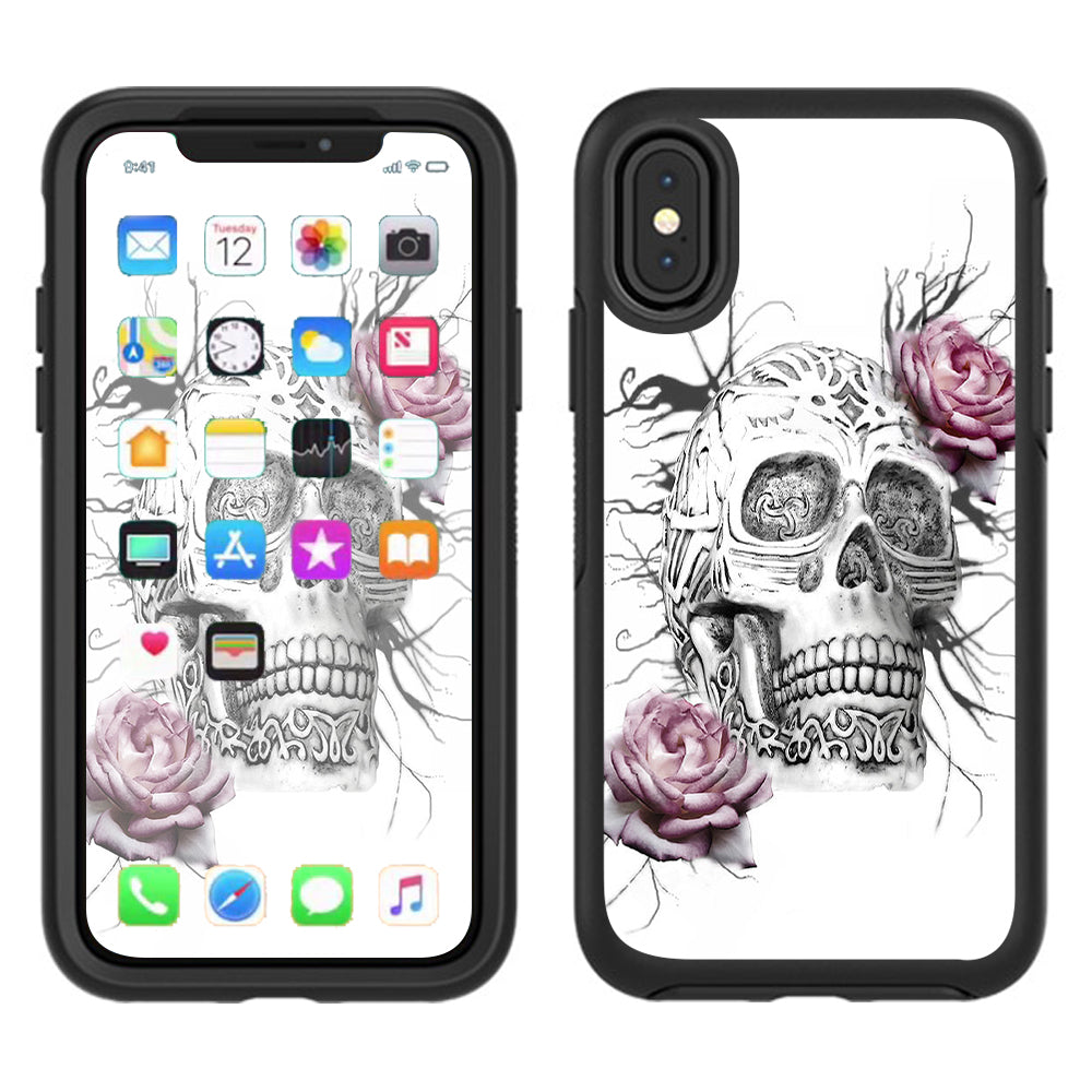  Roses In Skull Otterbox Defender Apple iPhone X Skin