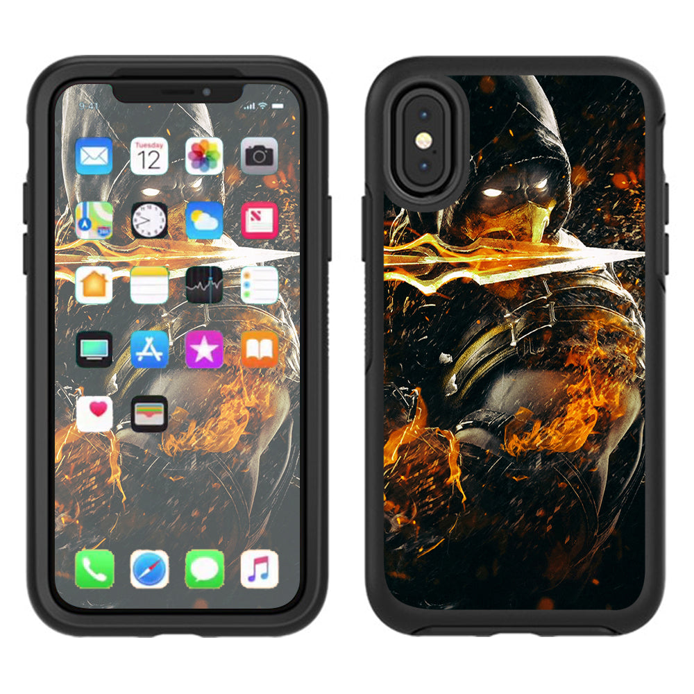  Scorpion With Flaming Sword Otterbox Defender Apple iPhone X Skin