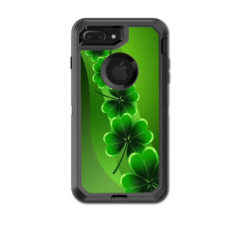  Shamrocks, Glowing Green Otterbox Defender iPhone 7+ Plus or iPhone 8+ Plus Skin