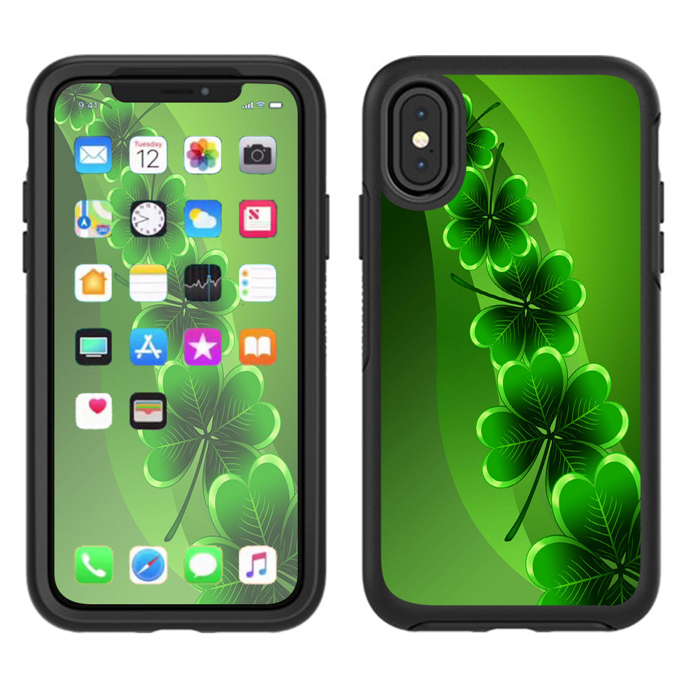  Shamrocks, Glowing Green Otterbox Defender Apple iPhone X Skin