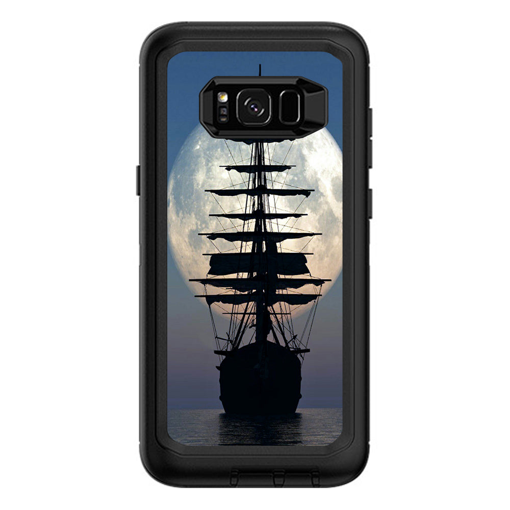  Tall Sailboat, Ship In Full Moon Otterbox Defender Samsung Galaxy S8 Plus Skin