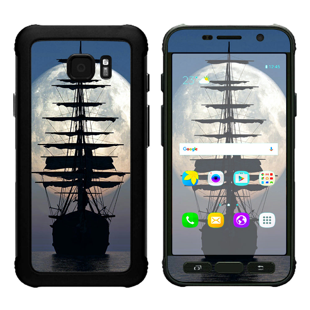 Tall Sailboat, Ship In Full Moon Samsung Galaxy S7 Active Skin
