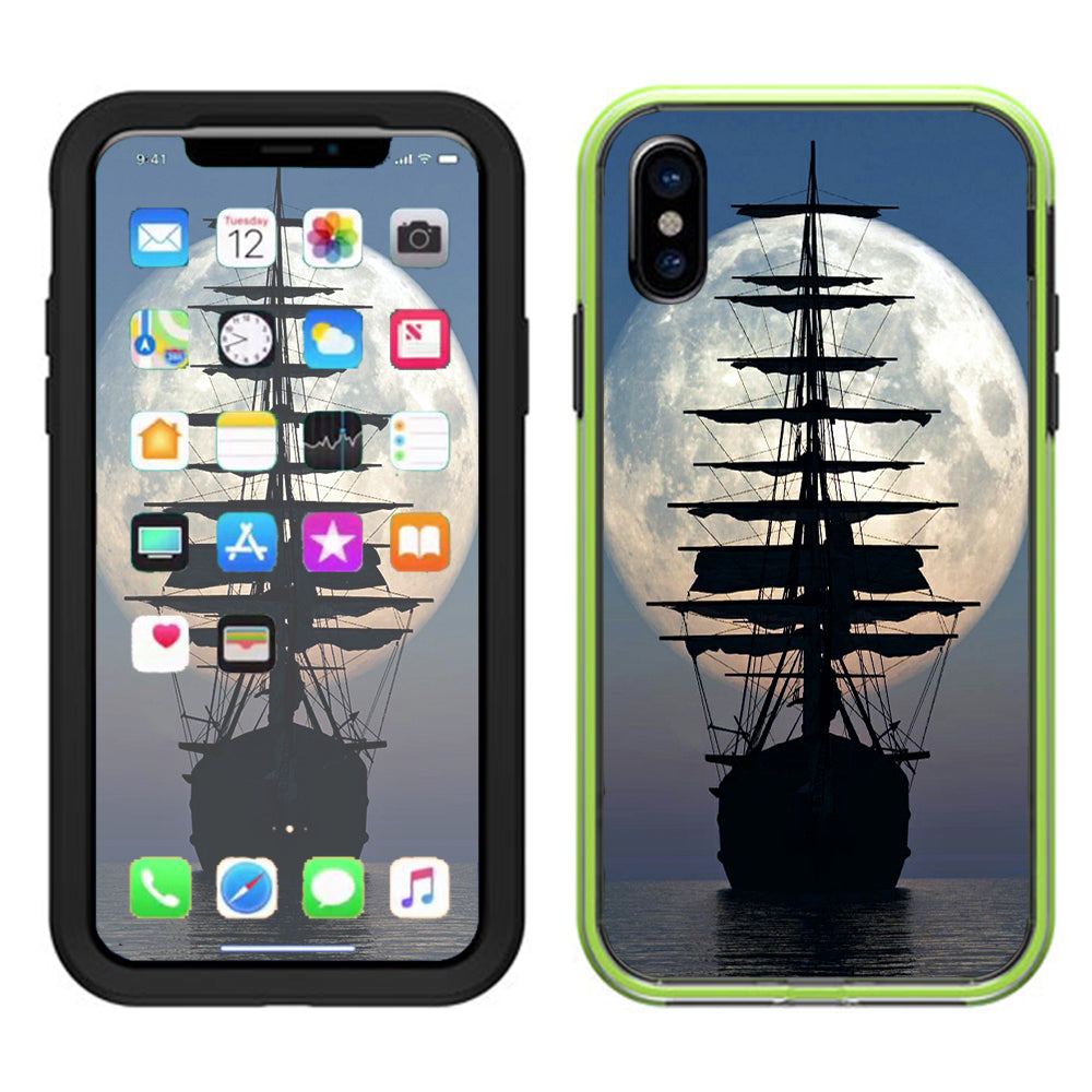  Tall Sailboat, Ship In Full Moon Lifeproof Slam Case iPhone X Skin