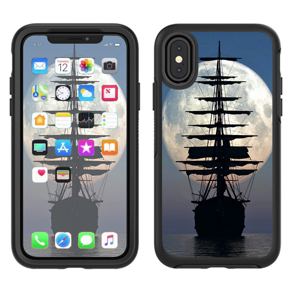 Tall Sailboat, Ship In Full Moon Otterbox Defender Apple iPhone X Skin