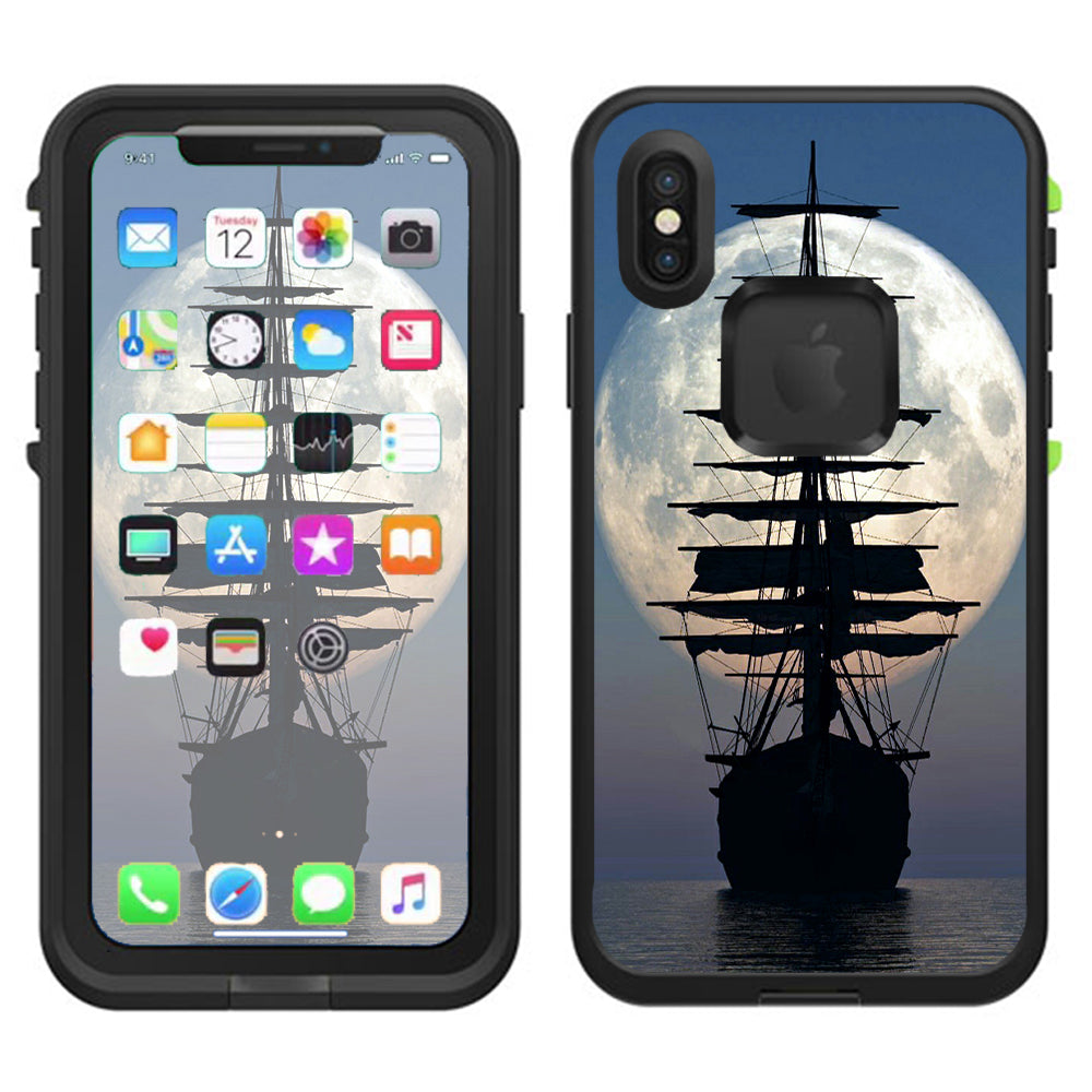  Tall Sailboat, Ship In Full Moon Lifeproof Fre Case iPhone X Skin