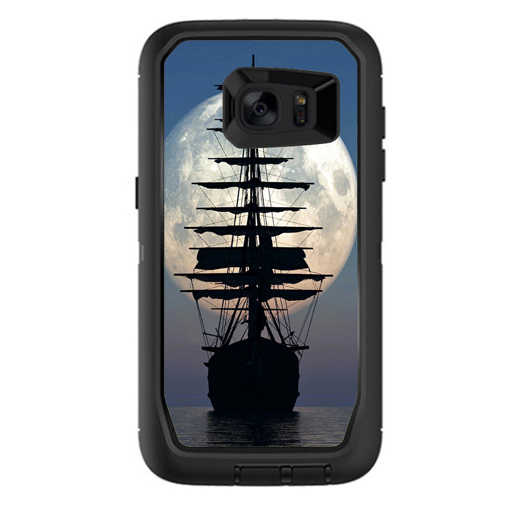  Tall Sailboat, Ship In Full Moon Otterbox Defender Samsung Galaxy S7 Edge Skin