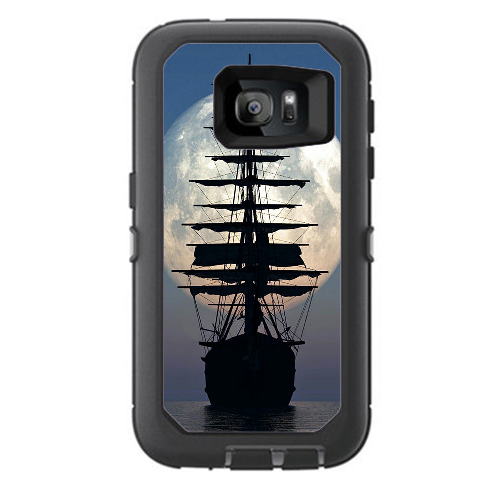  Tall Sailboat, Ship In Full Moon Otterbox Defender Samsung Galaxy S7 Skin