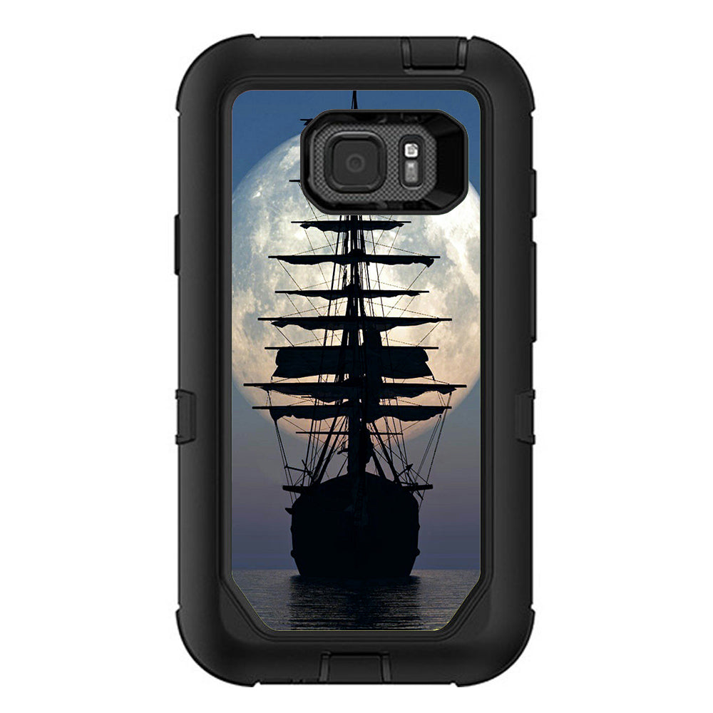  Tall Sailboat, Ship In Full Moon Otterbox Defender Samsung Galaxy S7 Active Skin