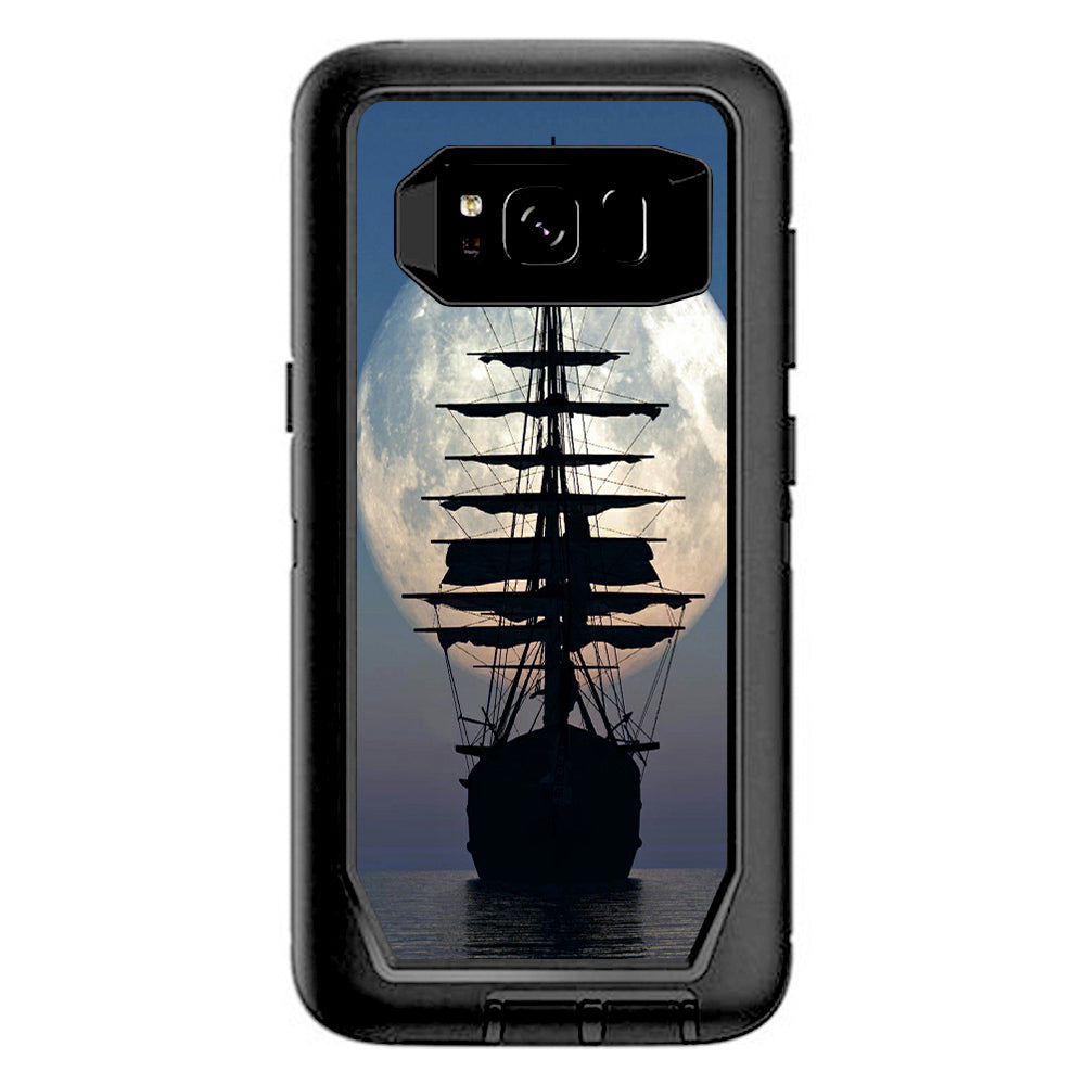  Tall Sailboat, Ship In Full Moon Otterbox Defender Samsung Galaxy S8 Skin