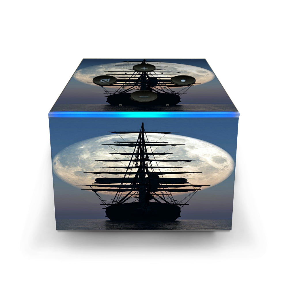  Tall Sailboat, Ship In Full Moon Amazon Fire TV Cube Skin