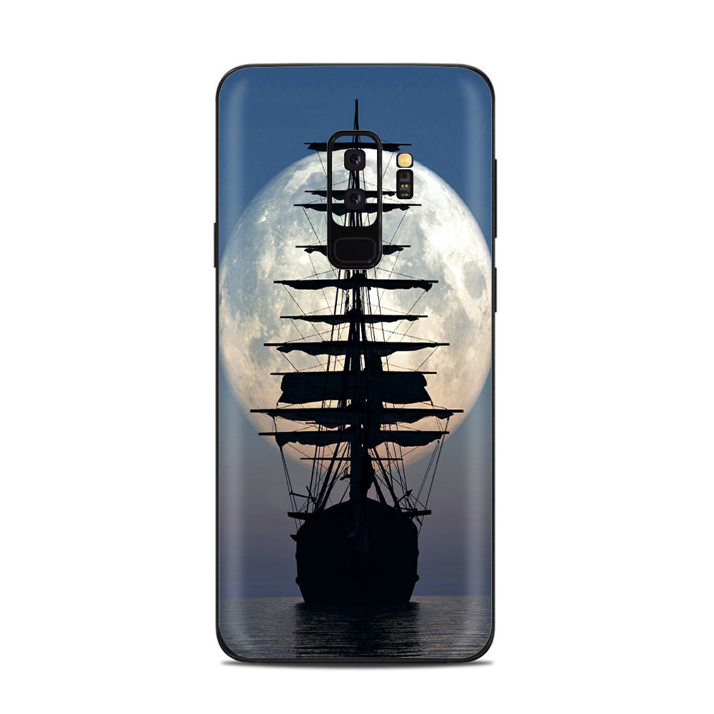  Tall Sailboat, Ship In Full Moon Samsung Galaxy S9 Plus Skin