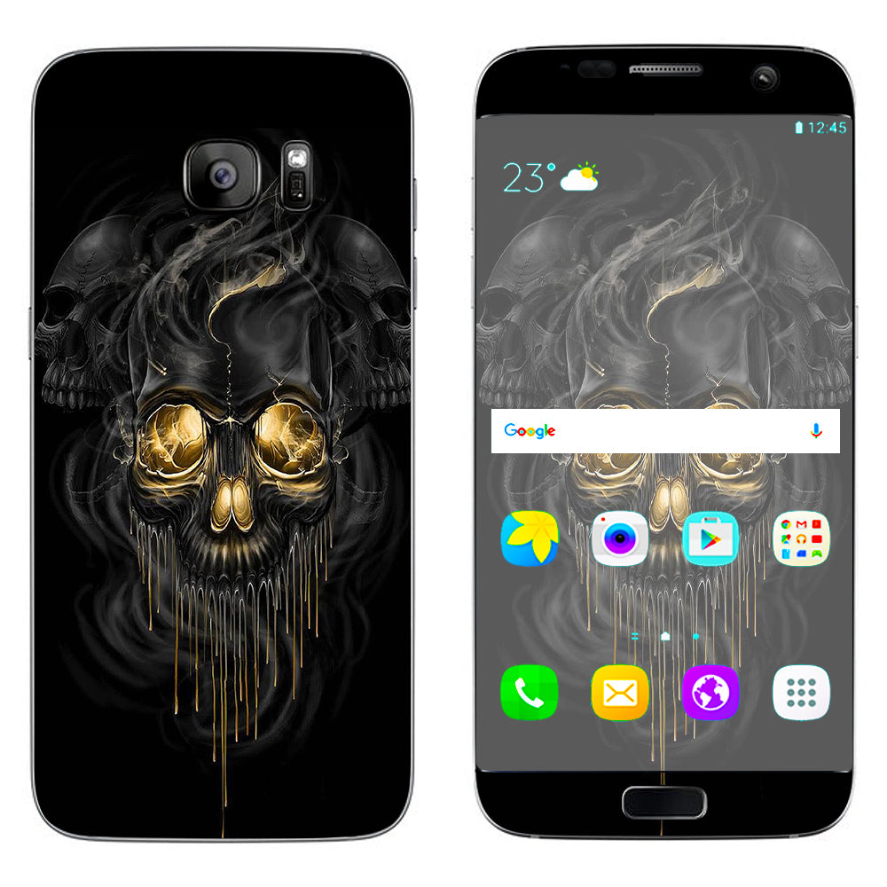  Golden Skull, Glowing Skeleton Samsung Galaxy S7 Edge Skin