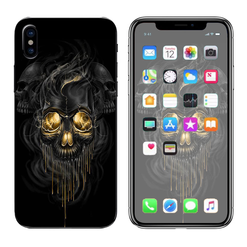  Golden Skull, Glowing Skeleton Apple iPhone X Skin