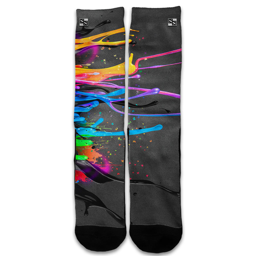  Neon Paint Splatter Universal Socks
