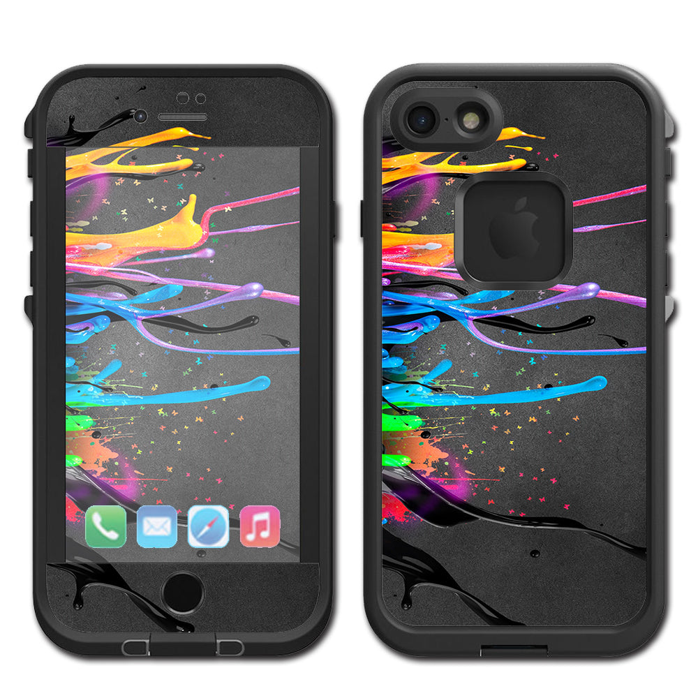  Neon Paint Splatter Lifeproof Fre iPhone 7 or iPhone 8 Skin