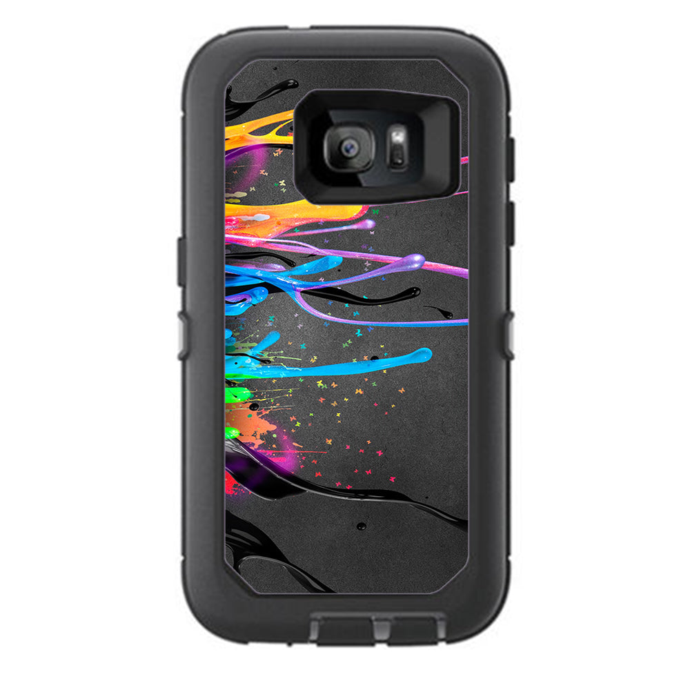  Neon Paint Splatter Otterbox Defender Samsung Galaxy S7 Skin