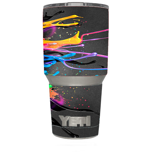  Neon Paint Splatter Yeti 30oz Rambler Tumbler Skin