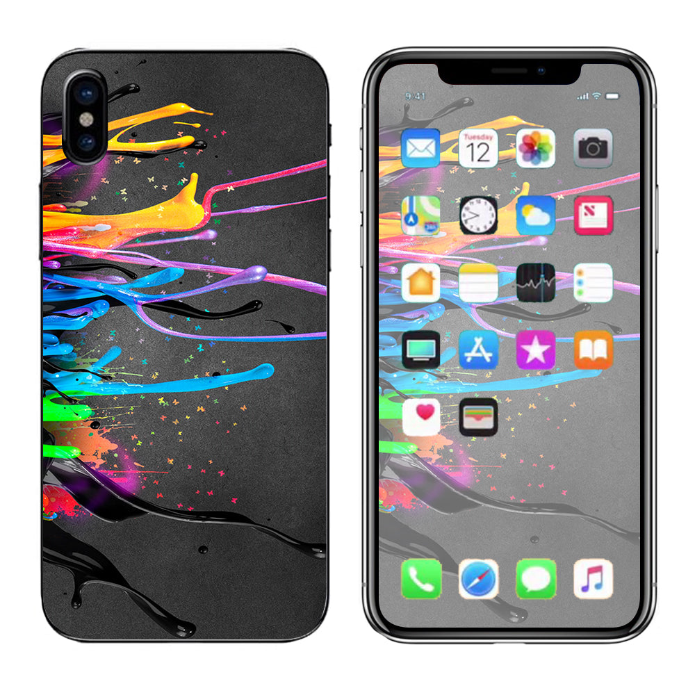 Neon Paint Splatter Apple iPhone X Skin