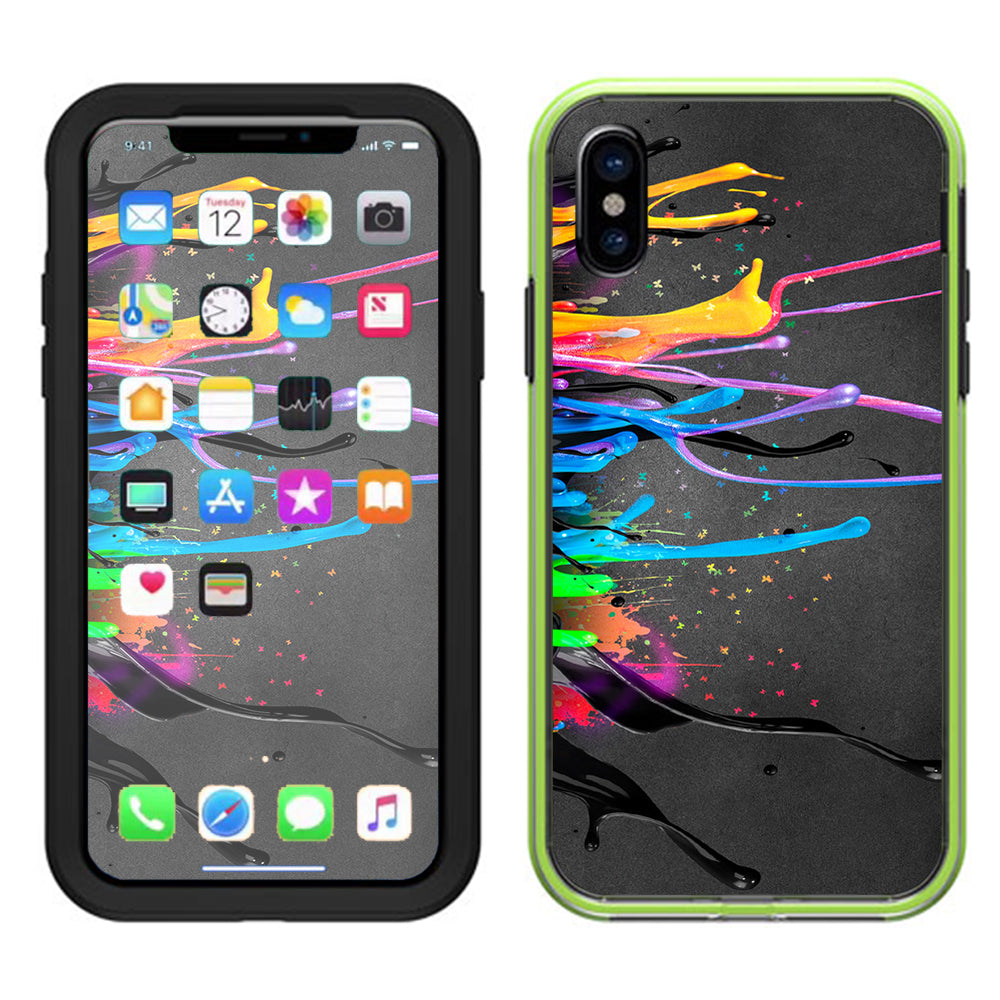  Neon Paint Splatter Lifeproof Slam Case iPhone X Skin