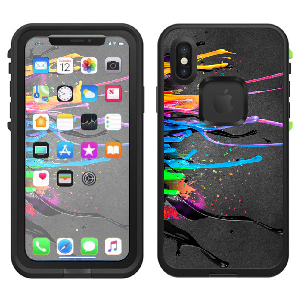  Neon Paint Splatter Lifeproof Fre Case iPhone X Skin