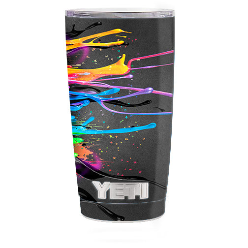  Neon Paint Splatter Yeti 20oz Rambler Tumbler Skin