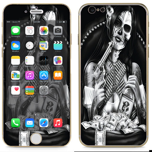  Skull Girl Gangster, Day Of The Dead Apple 6 Skin