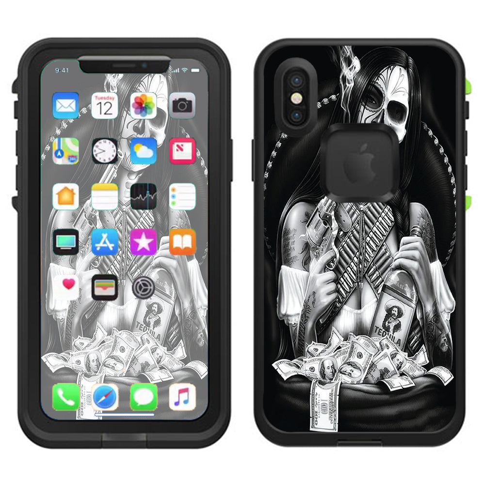  Skull Girl Gangster, Day Of The Dead Lifeproof Fre Case iPhone X Skin