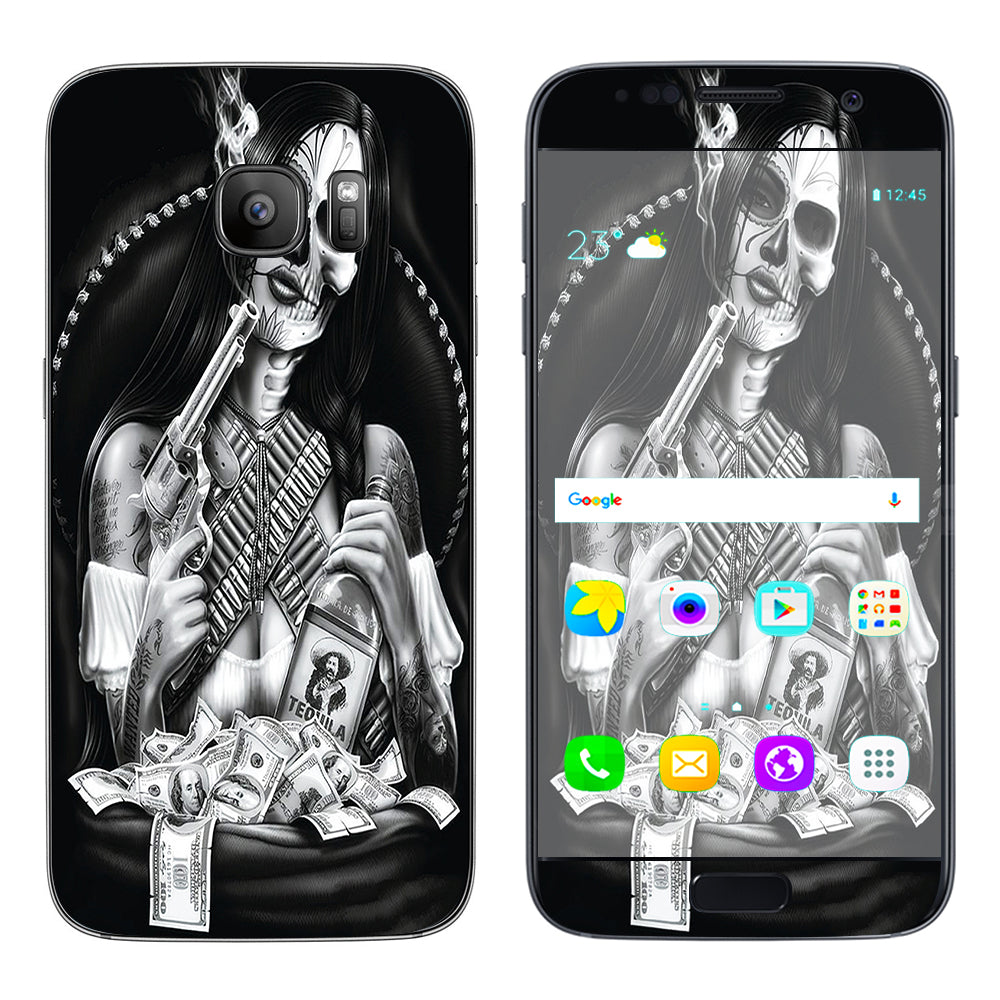  Skull Girl Gangster, Day Of The Dead Samsung Galaxy S7 Skin