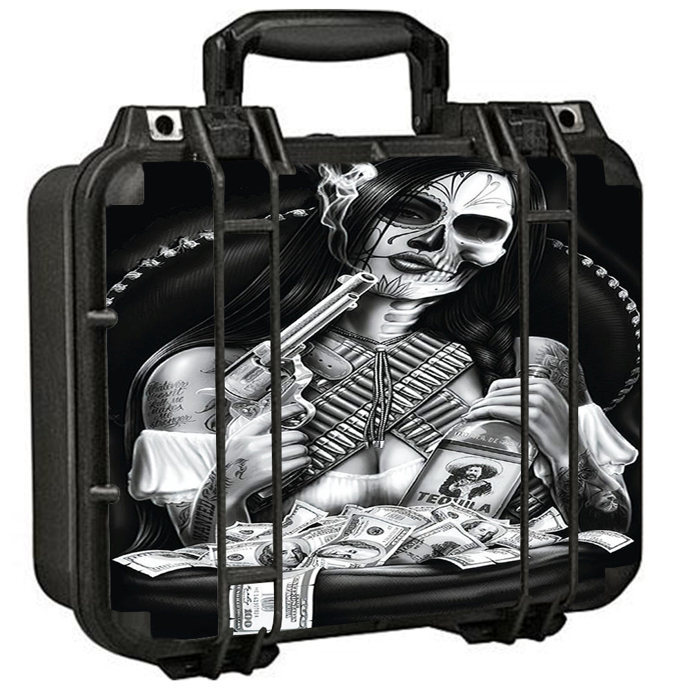  Skull Girl Gangster, Day Of The Dead Pelican Case 1400 Skin