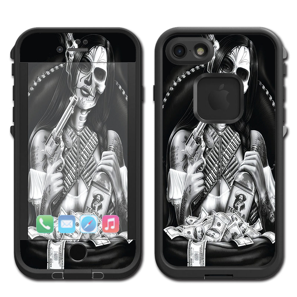 Skull Girl Gangster, Day Of The Dead Lifeproof Fre iPhone 7 or iPhone 8 Skin
