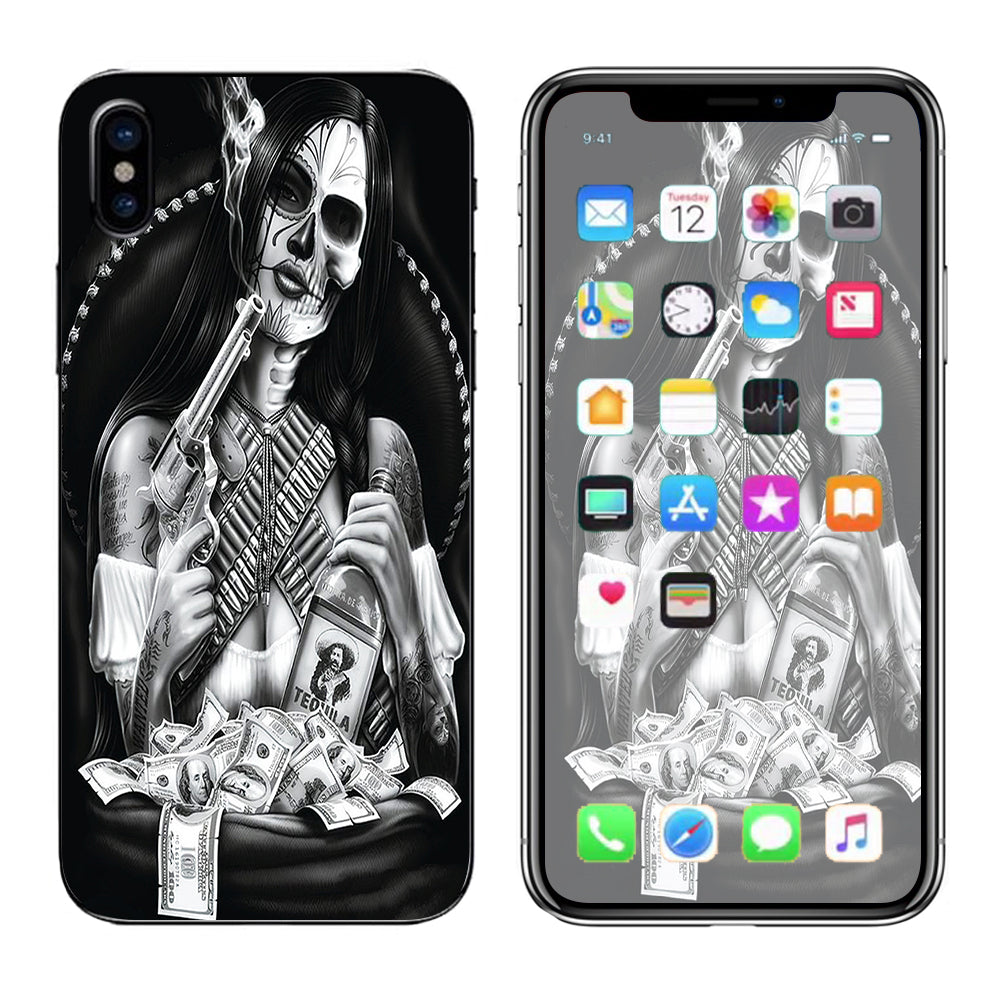  Skull Girl Gangster, Day Of The Dead Apple iPhone X Skin