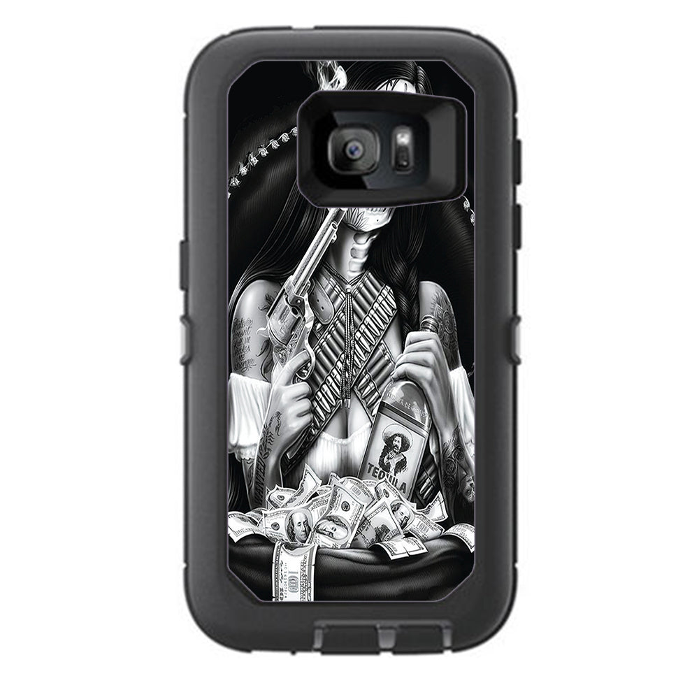  Skull Girl Gangster, Day Of The Dead Otterbox Defender Samsung Galaxy S7 Skin