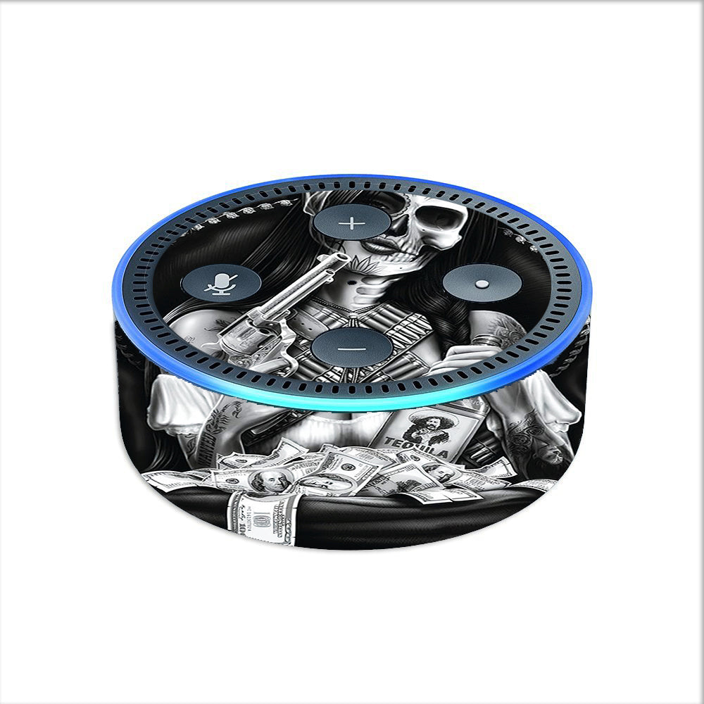  Skull Girl Gangster, Day Of The Dead Amazon Echo Dot 2nd Gen Skin