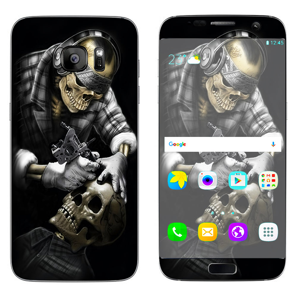  Skeleton Tattooer, Skull Tattooed Samsung Galaxy S7 Edge Skin