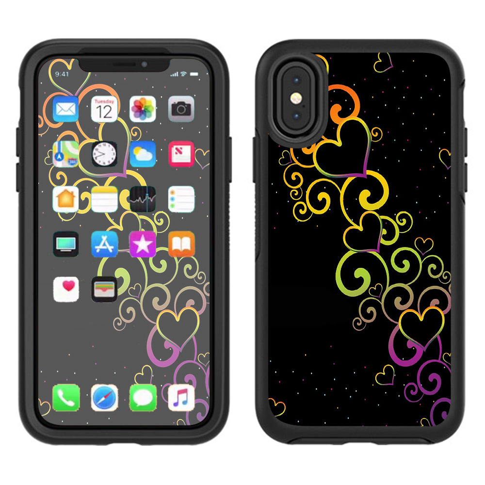  Trail Of Glowing Hearts Otterbox Defender Apple iPhone X Skin