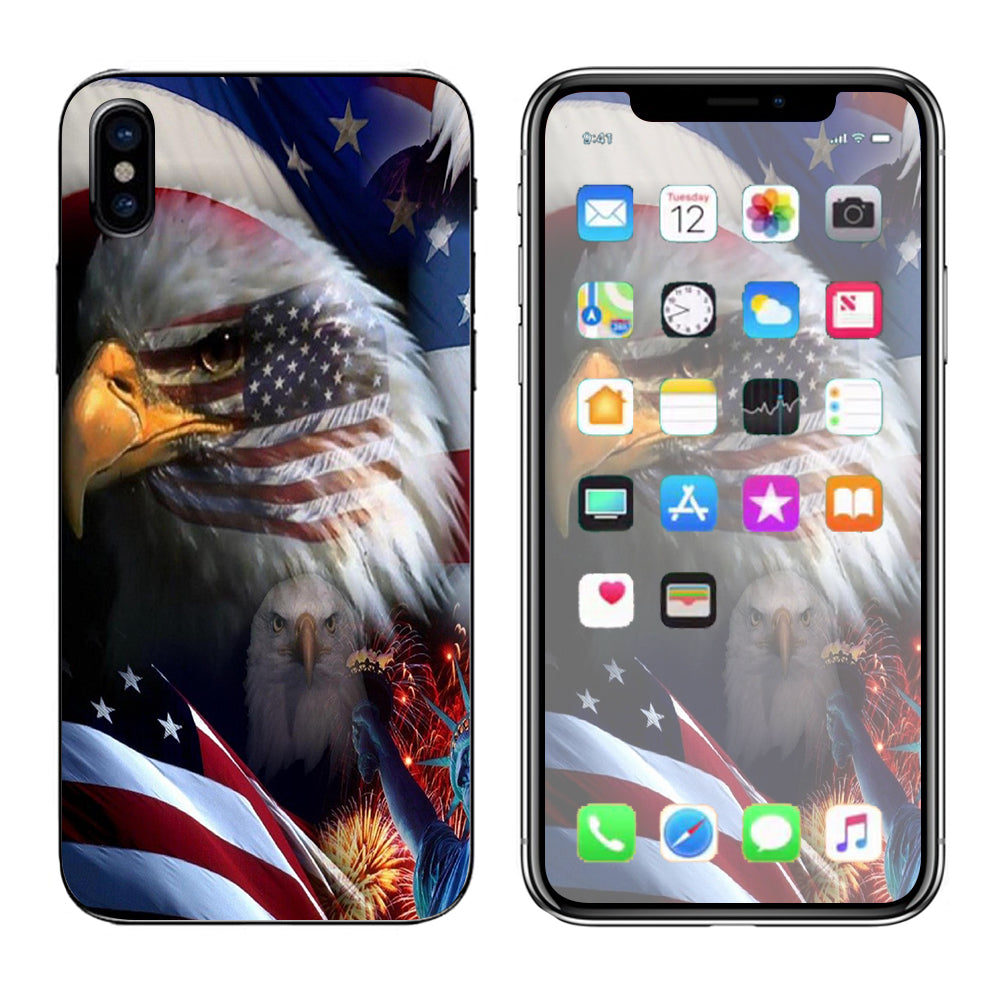  Usa Bald Eagle In Flag Apple iPhone X Skin