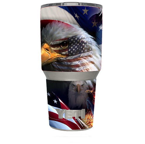  Usa Bald Eagle In Flag Yeti 30oz Rambler Tumbler Skin